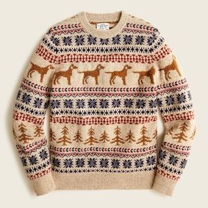 $130 J. CREW FAIR ISLE WOOL SWEATER MENS SMALL DOGS labrador retriever
